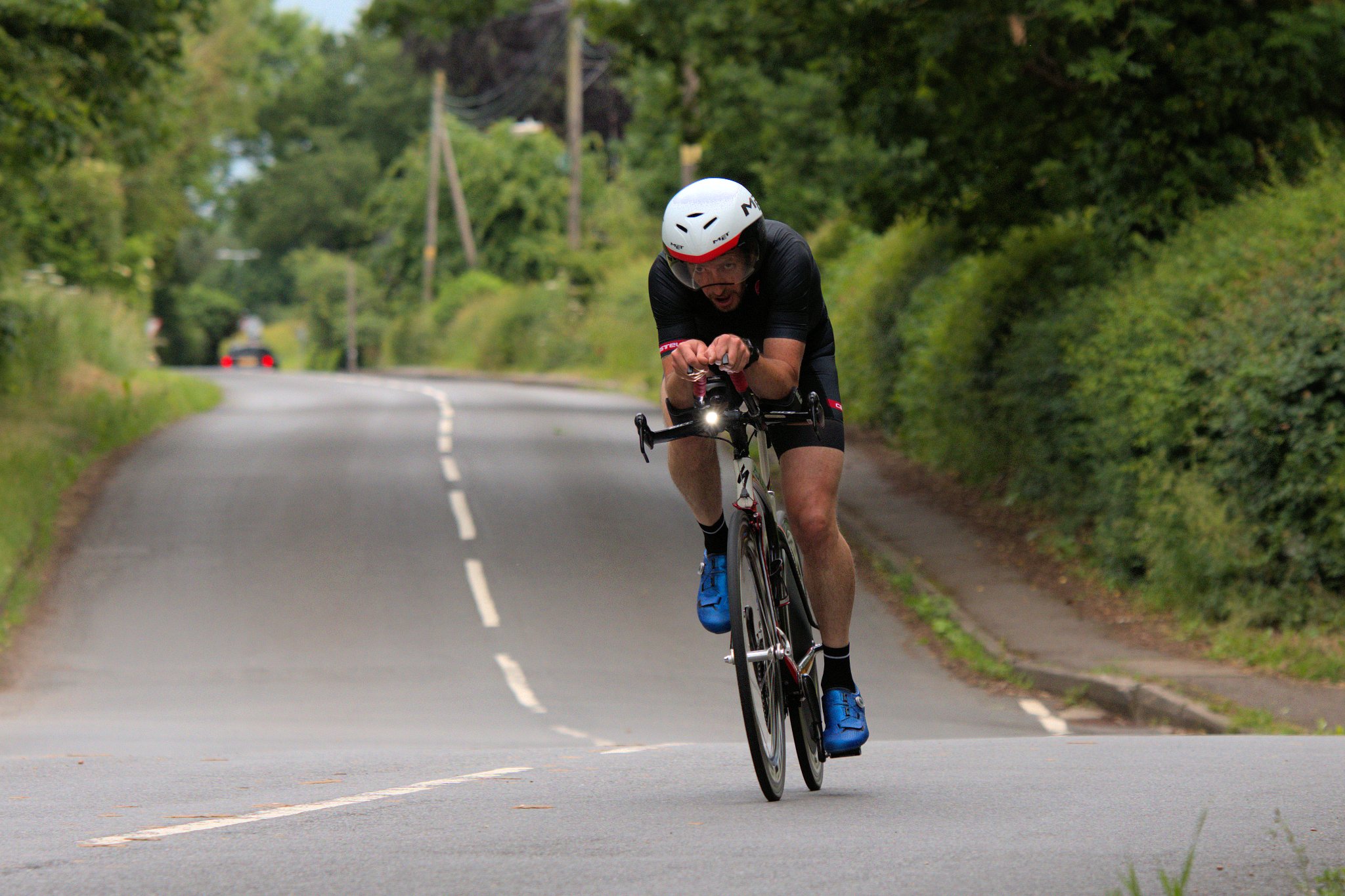 Andrew Dalzell looking aero on the road bike tonight